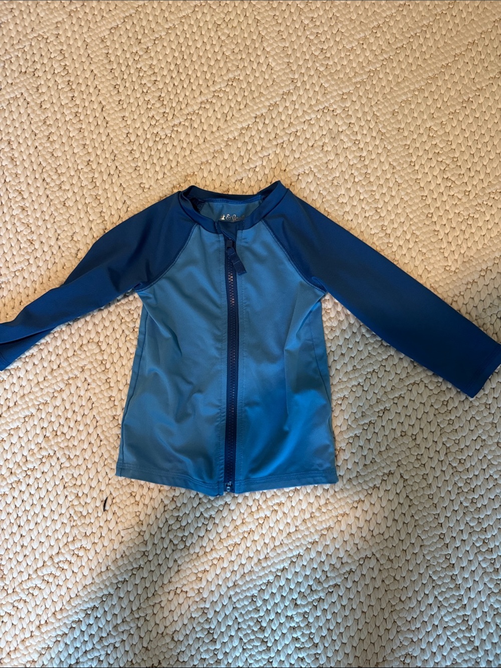 Cat & Jack Boys' Blue Two-Tone Long-Sleeve Zip Rash Guard